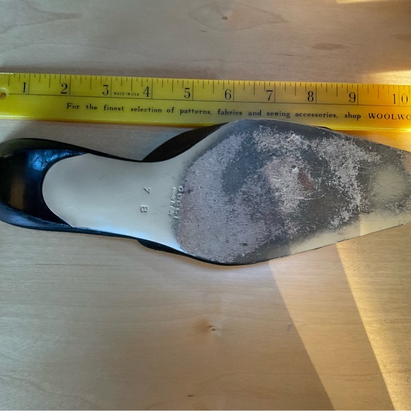 Gucci Satin Mules Womens Size 7 Black Leather Square Toe Slip On Shoes - Picture 12 of 13